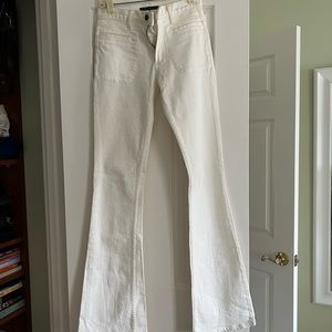 Woman's White High-rise Theory Ecru Bellbottom Jeans, Size 24
